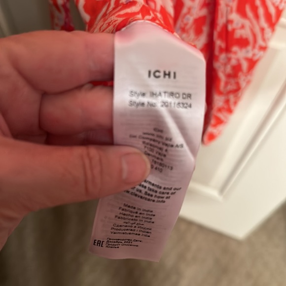 Anthropologie Ichi orange/white self tie dress. Size 42 - Picture 7 of 8